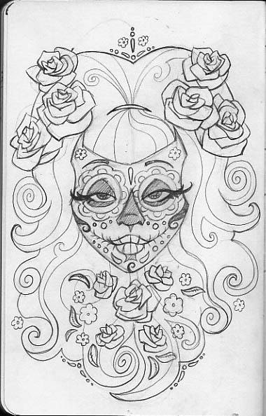 Sugar Skull Coloring Pages Free 1