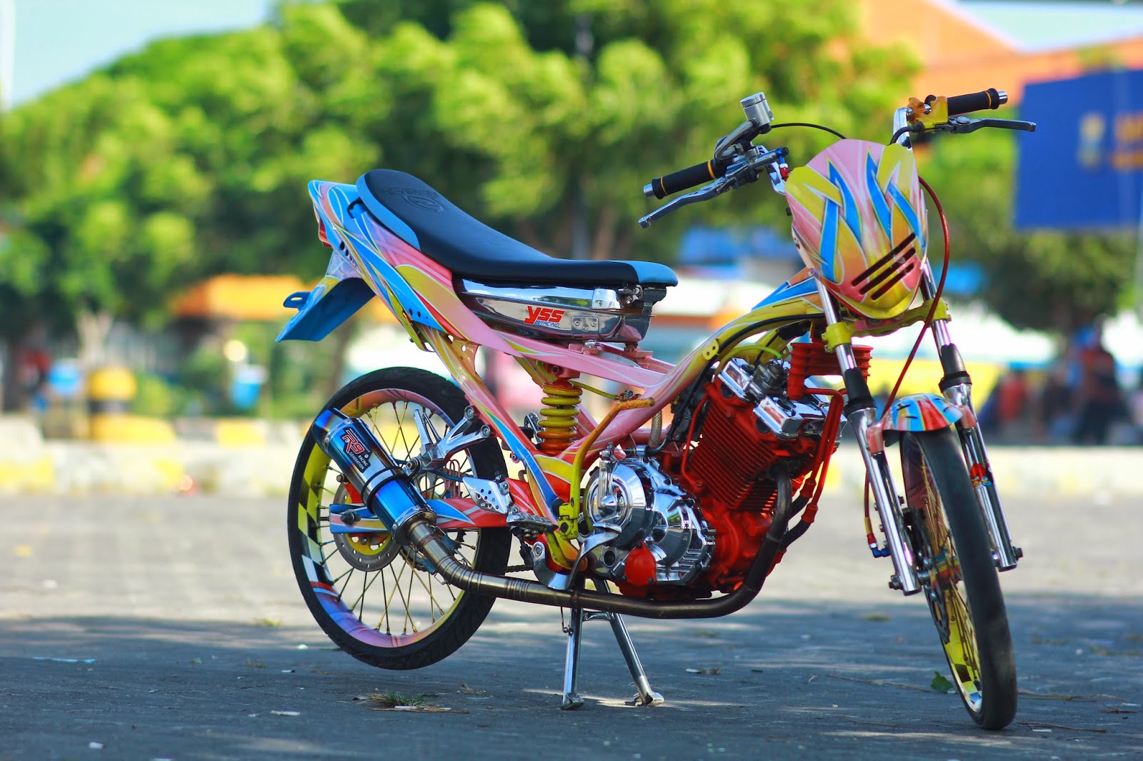 modifikasi satria fu 150cc drag