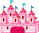 castle pixel art in pink
