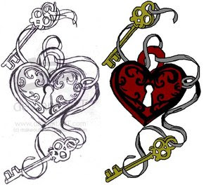 Key And Heart Tattoo Design