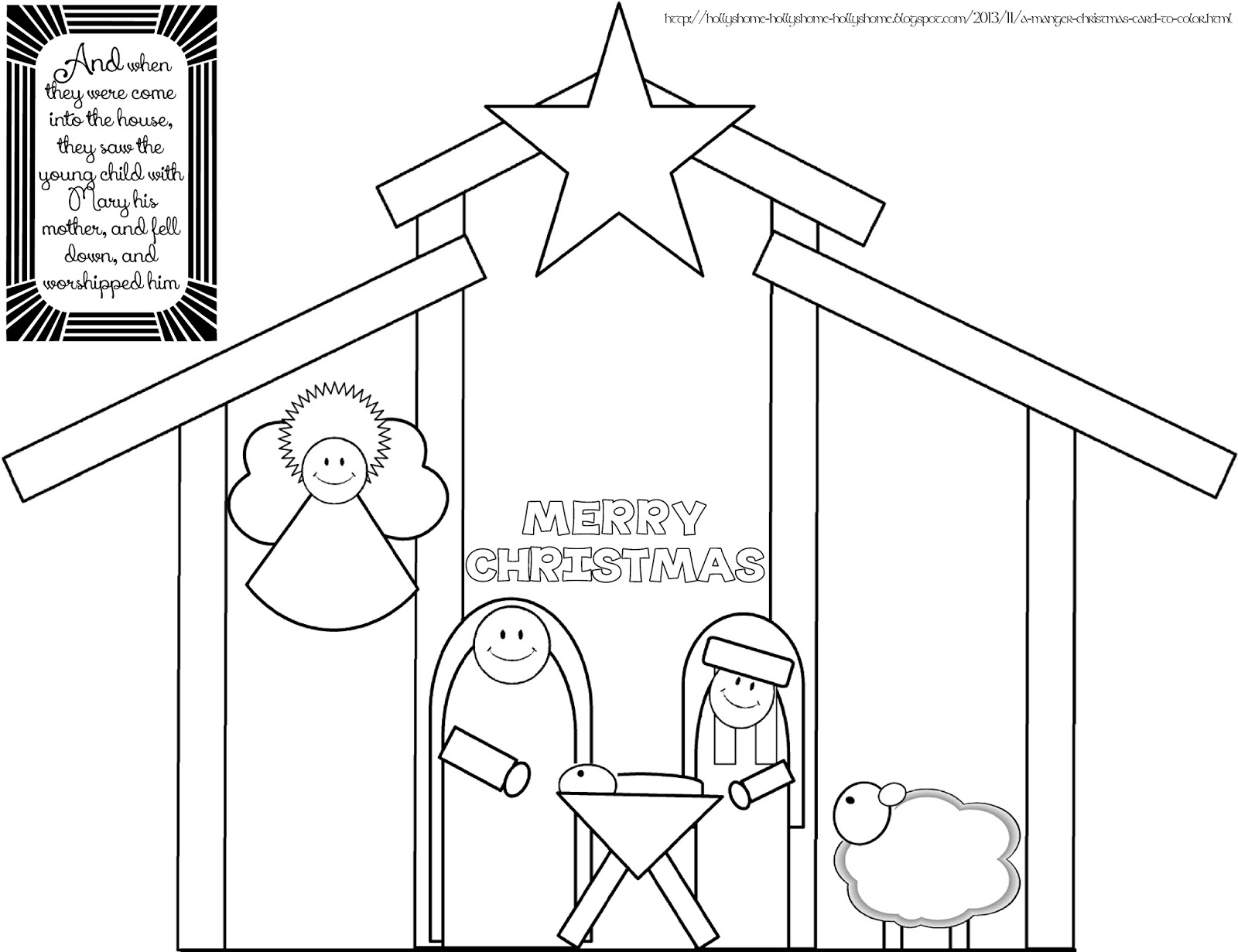 HollysHome - Church Fun: A Manger Christmas Card To Color, Cut and Fold