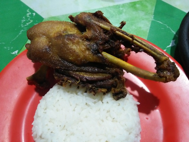 Sajian kuliner bebek goreng di Warung Nggeneng;Warung Nggeneng, Sensasi Kuliner Malam di Jombang;