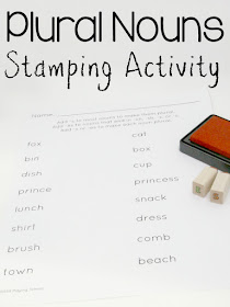 Stamp the ending to spell plural nouns for hands on learning for kids!