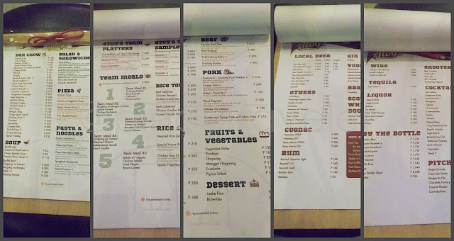 menu at Atoy's Metrowalk