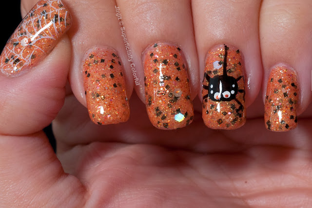 SoFlaJo Spider Funk Halloween Nail Art