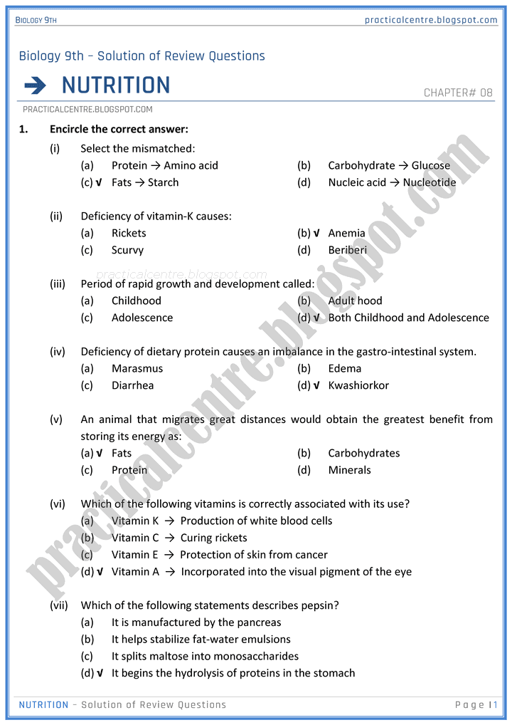 nutrition-review-question-answers-biology-9th-notes