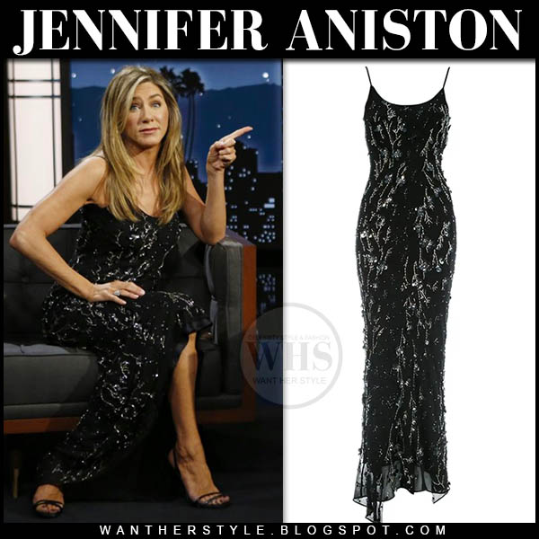 Jennifer Aniston in black embellished gown