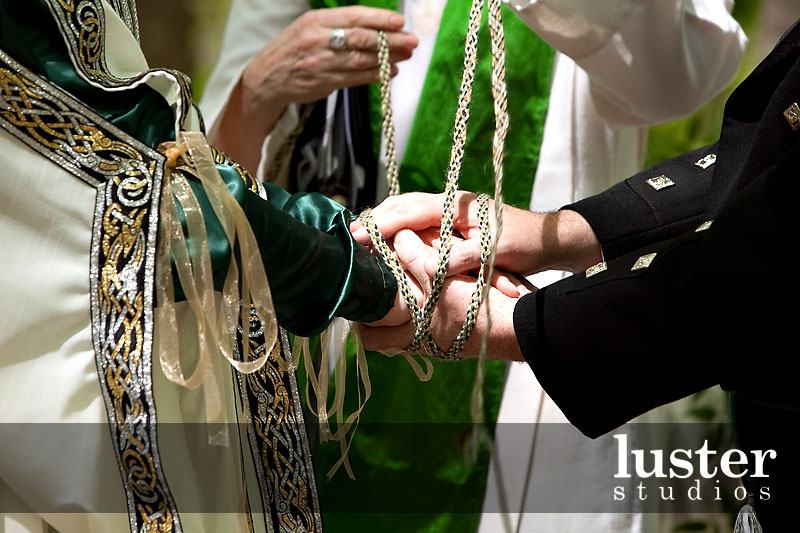 This is a type of Celtic wedding ceremony The couple stands together with