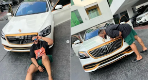 Many congratulate BBNaija Whitemoney as he acquired brand new multimillion Maybach benz [video]