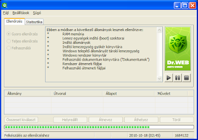 dr web cure it vírusirtó kezdőképernyője
