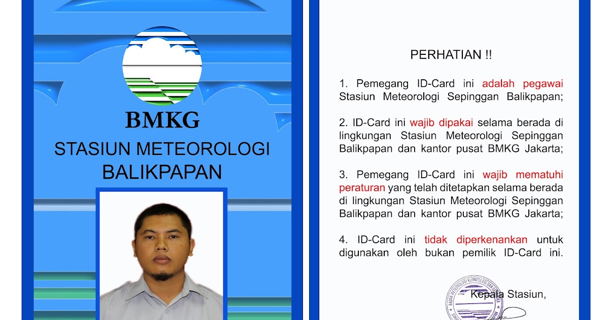 JAMAL ADI WIBOWO: ID card BMKG (Stasiun Meteorologi 