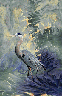 Heron in the Midst of Chaos - Art by Sylvia Kay