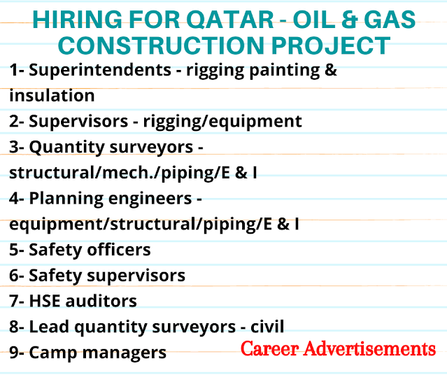 Hiring for Qatar - Oil & Gas Construction Project