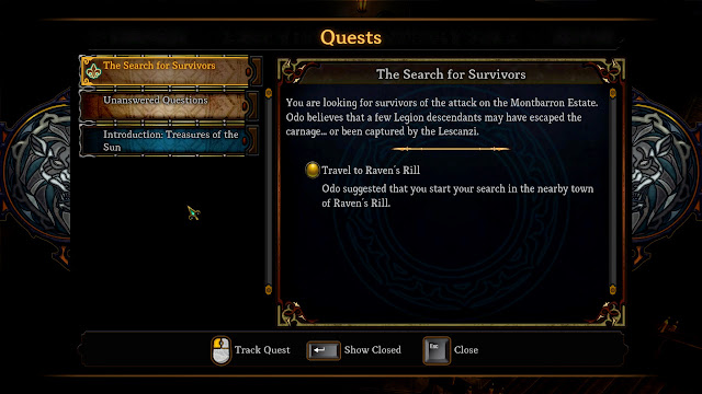 Dungeon Siege III quests journal screenshot