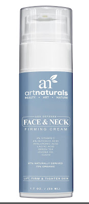 A close-up image of an aromatic face and neck cream, specifically designed to tighten the skin on the neck area