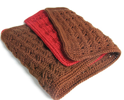 3. Crochet Cabled Scarf - Chocolate & Cranberry