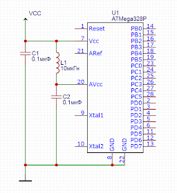 Подключение питания к ATmega328P