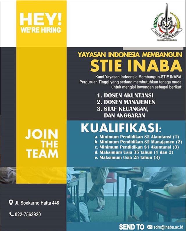 Rekrutmen Dosen dan Staff STIE INABA Bandung Agustus 2017 