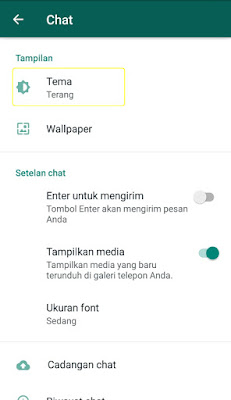 cara mengubah tampilan dark mode whatsapp android