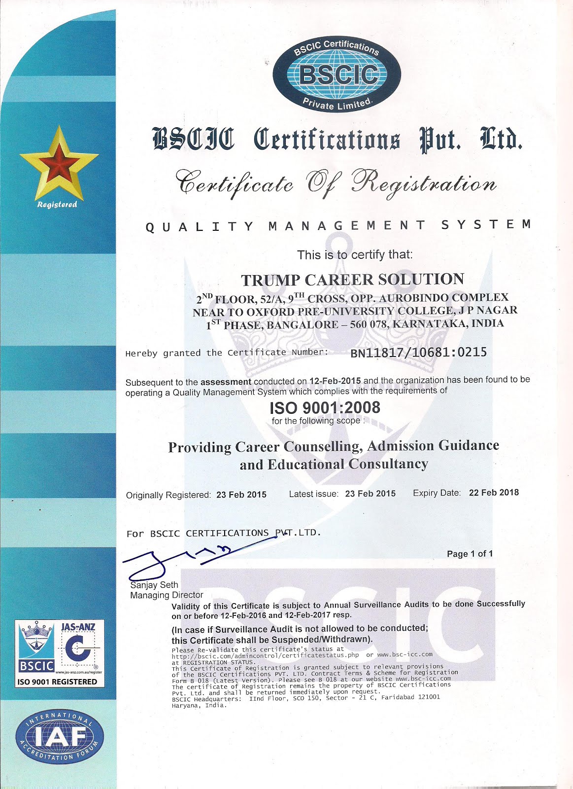 An ISO 9001:2008 Certified Comapny