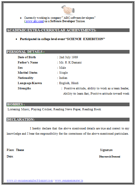 Over 10000 CV and Resume Samples with Free Download: Free ...