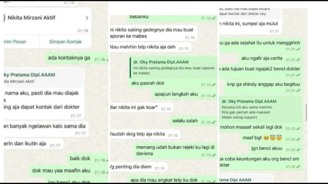 Beredar Chat Diduga dr Oky Sarankan Bos Skincare Tutup Mulut Nikita Mirzani Pakai Duit, Cicil Aja Kalau Gak?