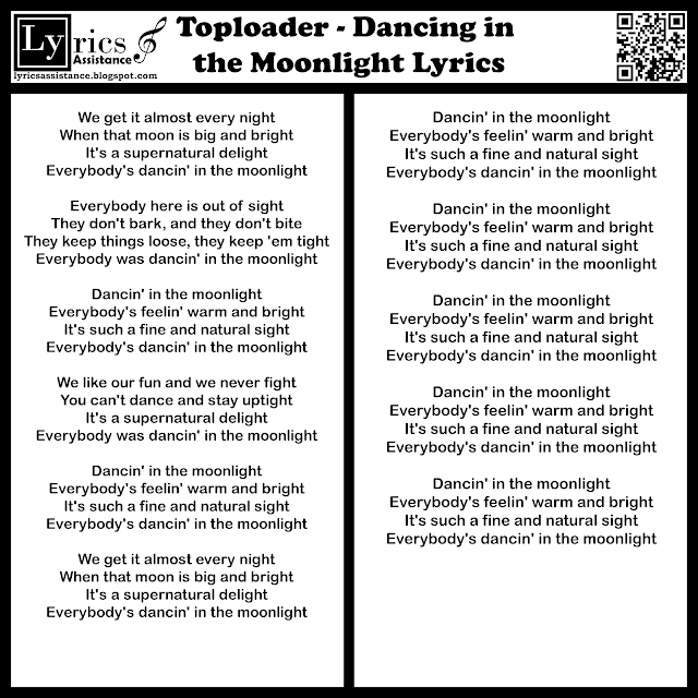 Toploader - Dancing in the Moonlight Lyrics | lyricsassistance.blogspot.com