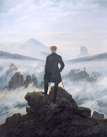 Wanderer Above the Sea of Fog, representative landscape painting by German romantic artist Caspar David Friedrich c.1818