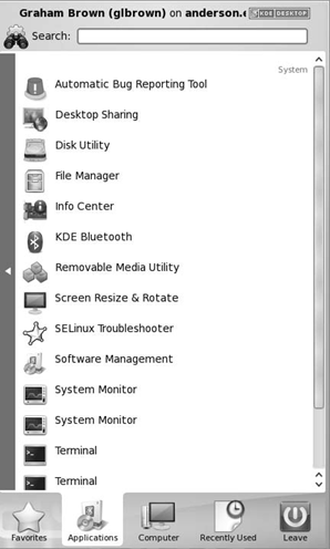 The System menu choices