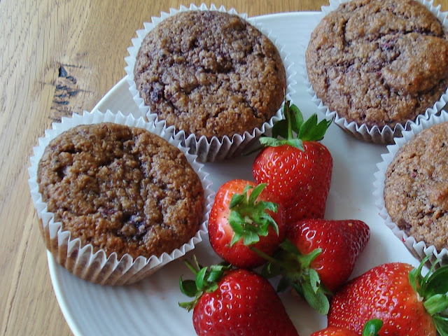 Gluten Free and Grain Free Berry Muffins with Strawberries