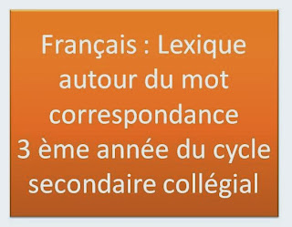 Français : Lexique autour du mot correspondance 3 ème année du cycle secondaire collégial