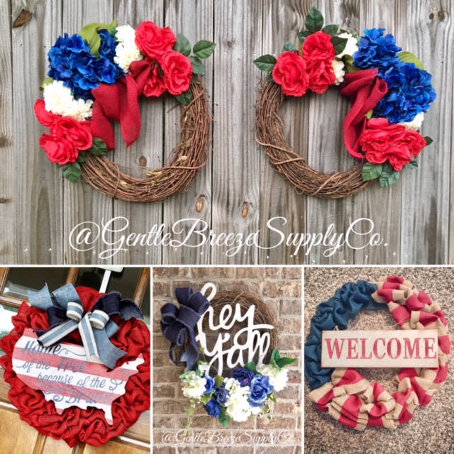 Summer Wreath, Grapevine Wreath, Red White & Blue Wreath, July 4th Wreath, 4th of July, Burlap Wreath