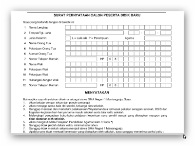 Download Contoh Surat Perjanjian Orang Tua Dengann Sekolah 