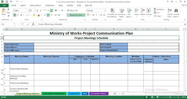 Project Communication Plan Excel Template
