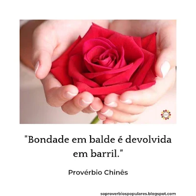 "Bondade em balde é devolvida em barril."   Provérbio Chinês