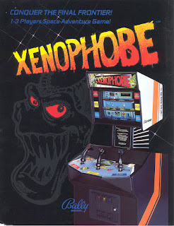 Xenophobe+arcade+game+portable+retro+run & gun+art+flyer