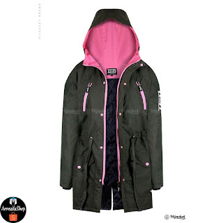 Hijacket Montix Mossgreen x Pink JAKET PARKA Bahan POLYFIBER