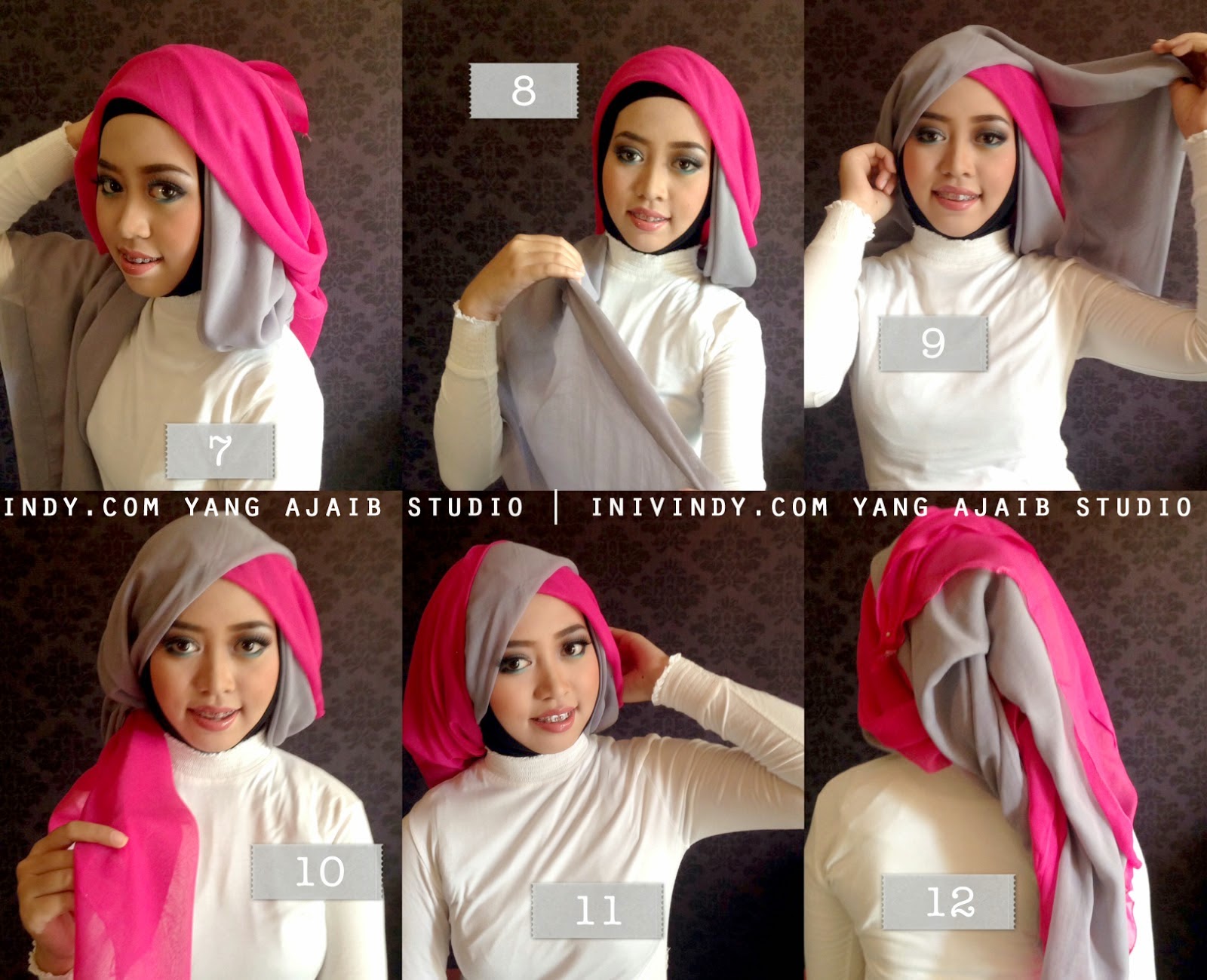 30 Gambar Lengkap Tutorial Hijab Pesta Ala Vindy Paling Lengkap