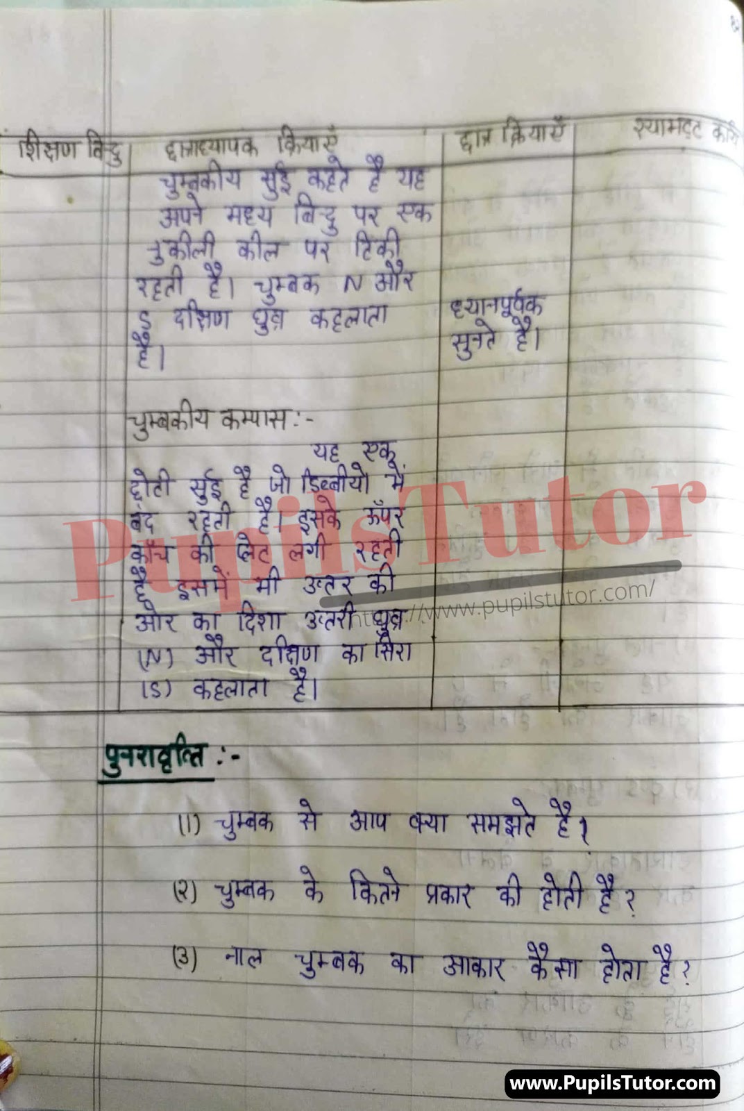 BED, DELED, BTC, BSTC, M.ED, DED And NIOS Teaching Of Physics Innovative Digital Lesson Plan Format In Hindi On Chumbak (Magnet) Topic For Class 4th 5th 6th 7th 8th 9th, 10th, 11th, 12th | चुम्बक टॉपिक पर टीचिंग ऑफ फिजिक्स का डिजिटल लेसन प्लान फॉर्मेट हिंदी में कक्षा 4 5 वीं 6 वीं 7 वीं 8 वीं 9 वीं, 10 वीं, 11 वीं, 12 वीं के लिए  – [Page And Photo 4] – pupilstutor.com