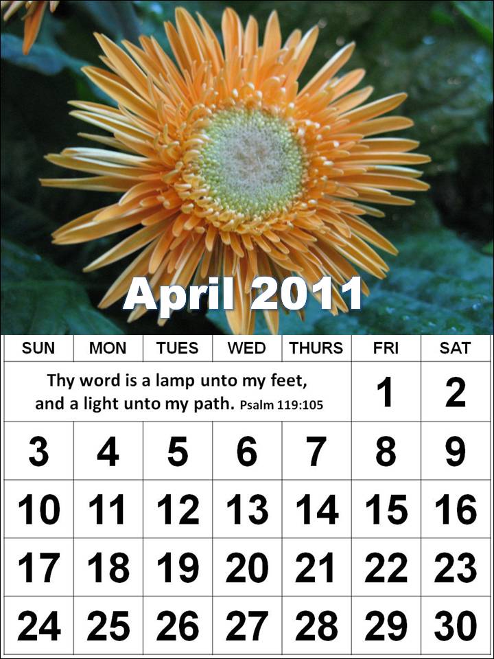 April 2011 Calendar. Christian April 2011 Calendar