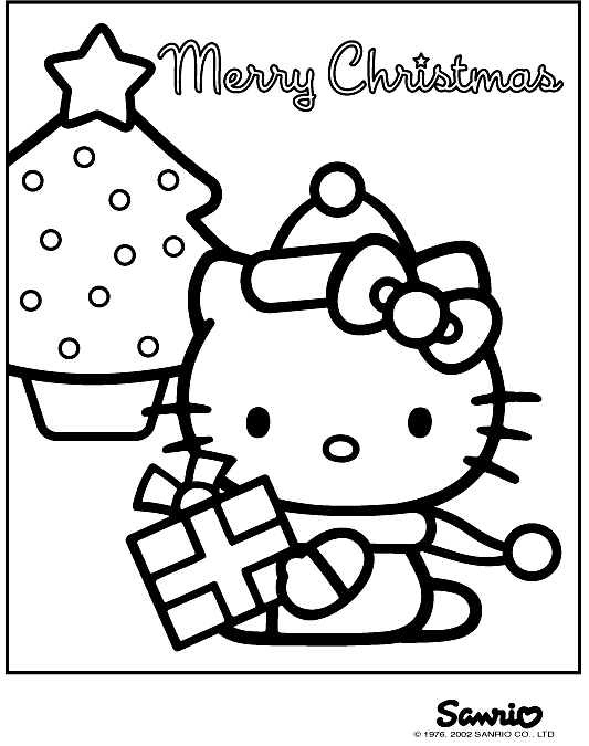 Hello Kitty Colouring In. hello kitty christmas