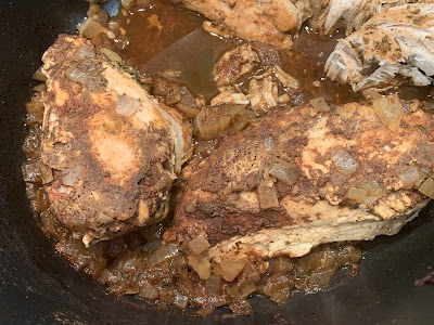 Cooked jerk chicken in the slow cooker