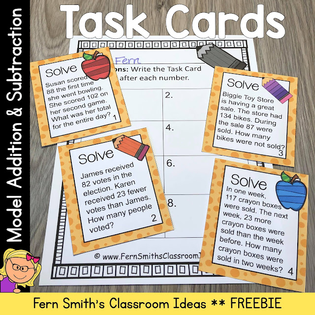 Click Here to Download this 3rd Grade Math Model Addition and Subtraction Within 1,000 Task Cards Freebie For Your Classroom Today!