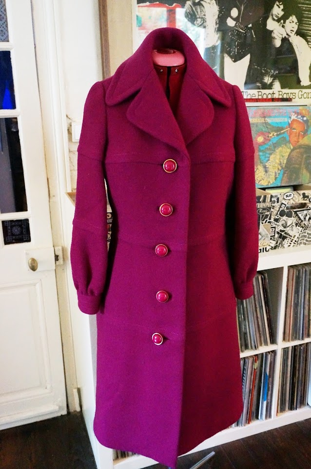 vintage 70s purple wool coat 1970s manteau violet années 70