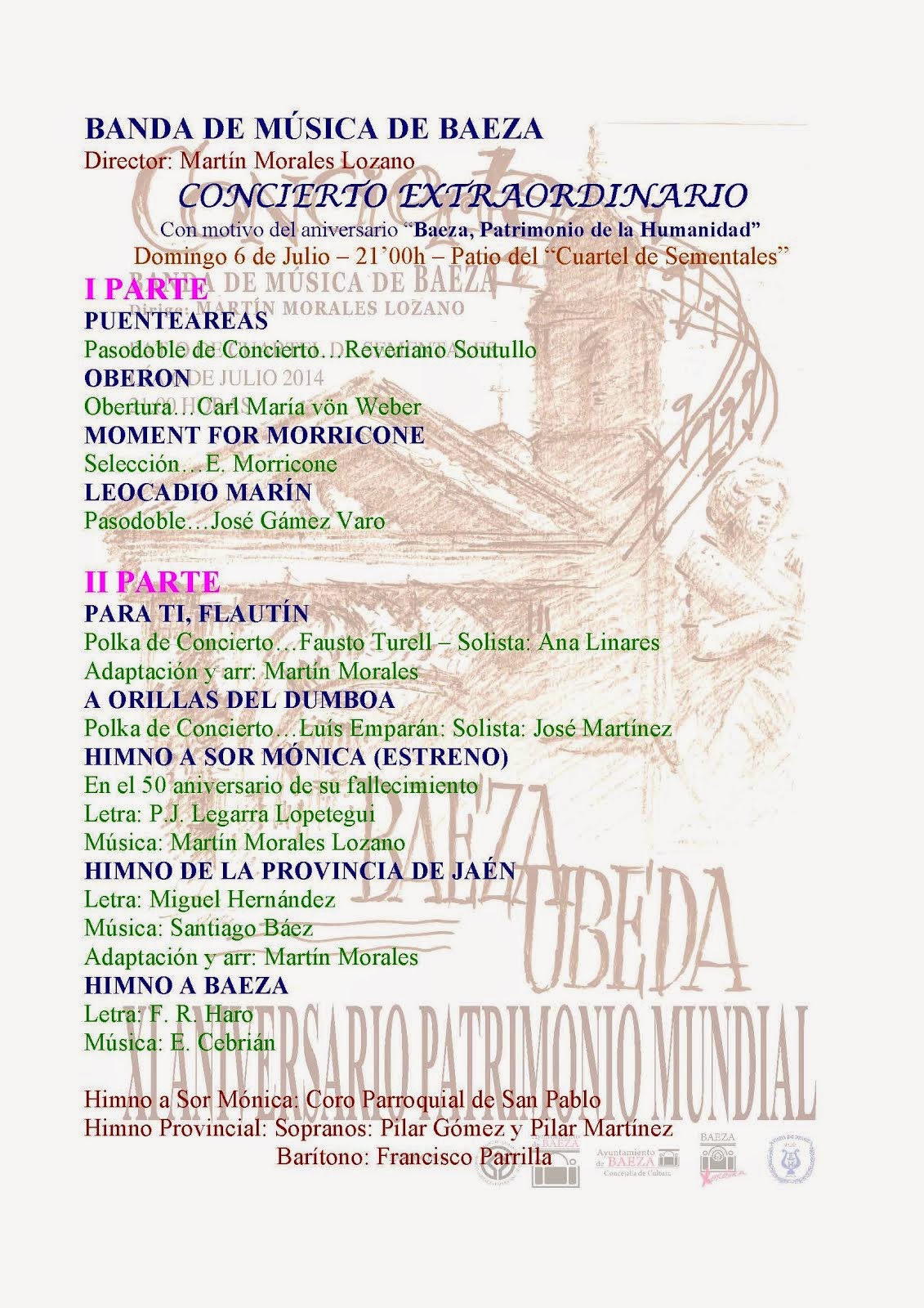 BANDA DE MÚSICA DE BAEZA - PROGRAMA - XI CONCIERTO DEL PATRIMONIO