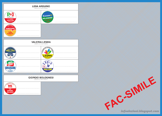 Fac Simile schede elezioni Cusago Milanino 2019