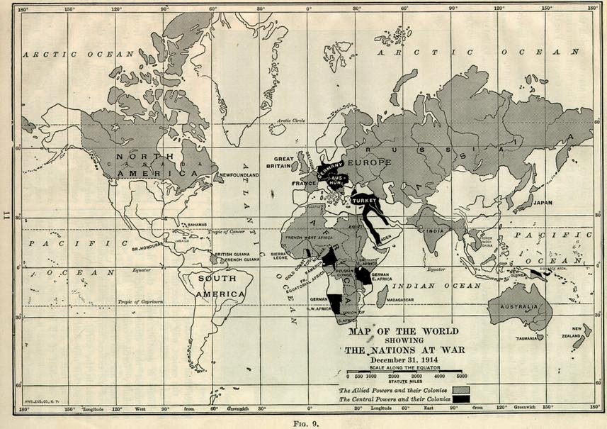 Map Of The World During World War 1 