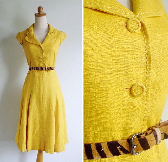 vintage bombshell yellow dress