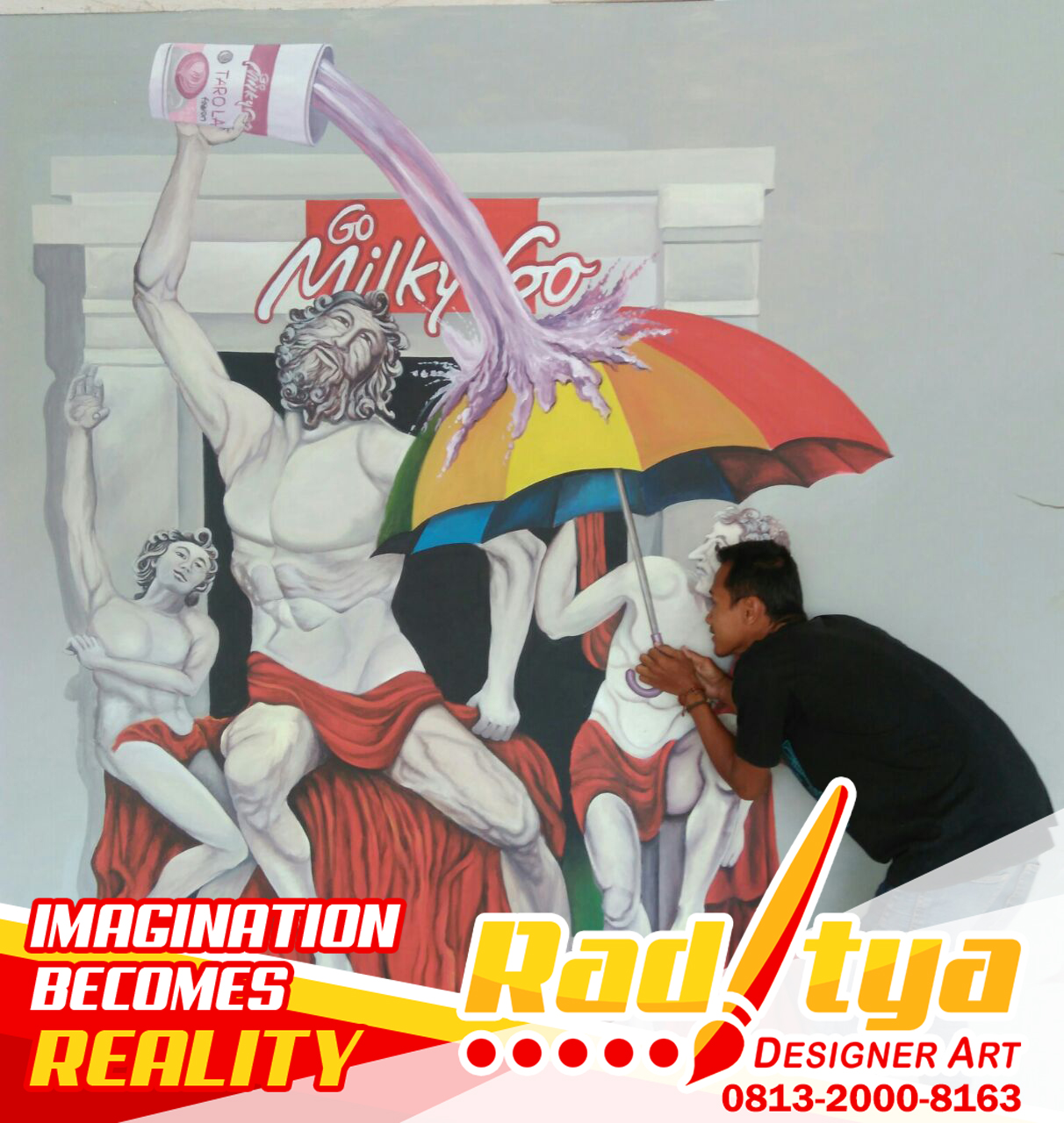 Mural Dinding Hitam Putih 3D Yang Unik