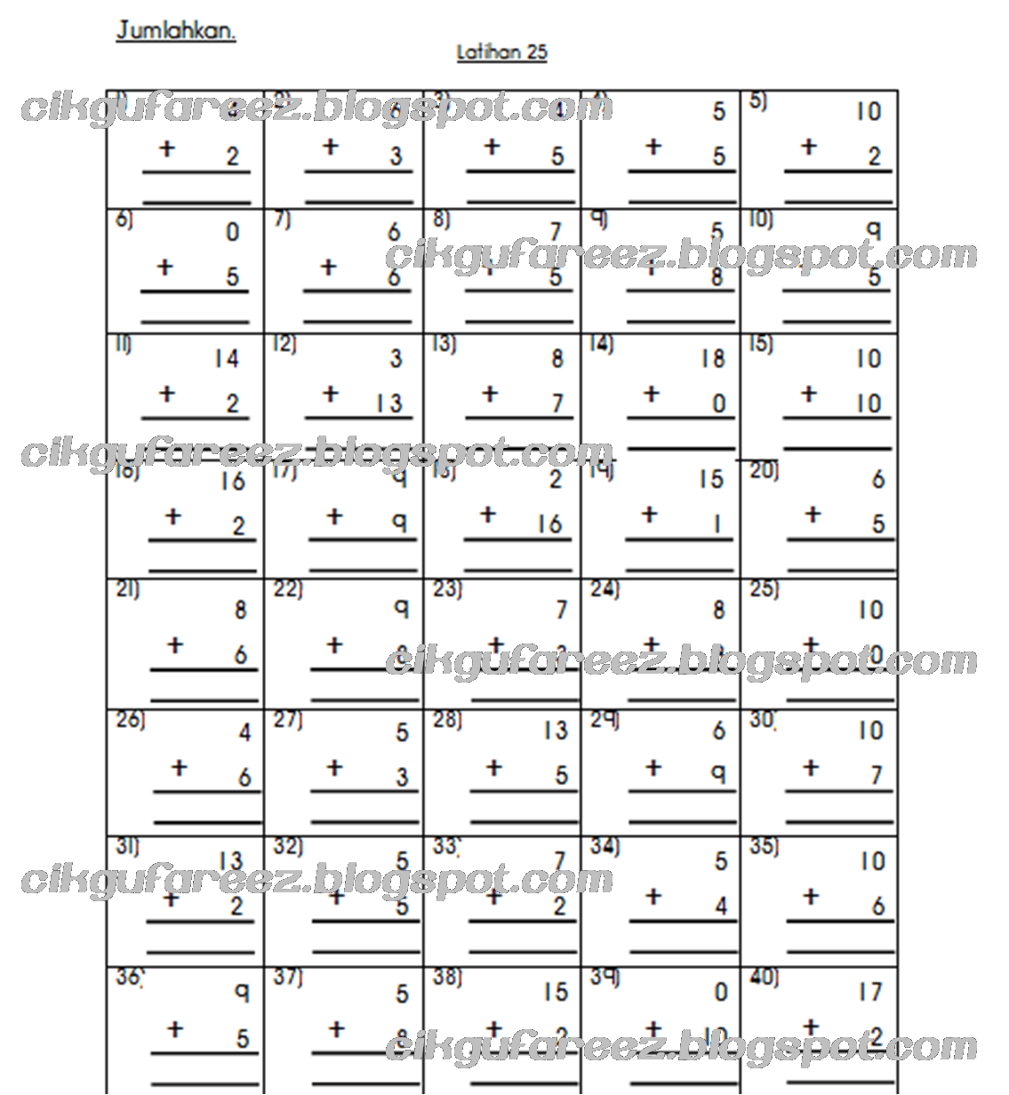 Dunia Sekolah: e-book Soalan Matematik Tambah Tolak Darab ...